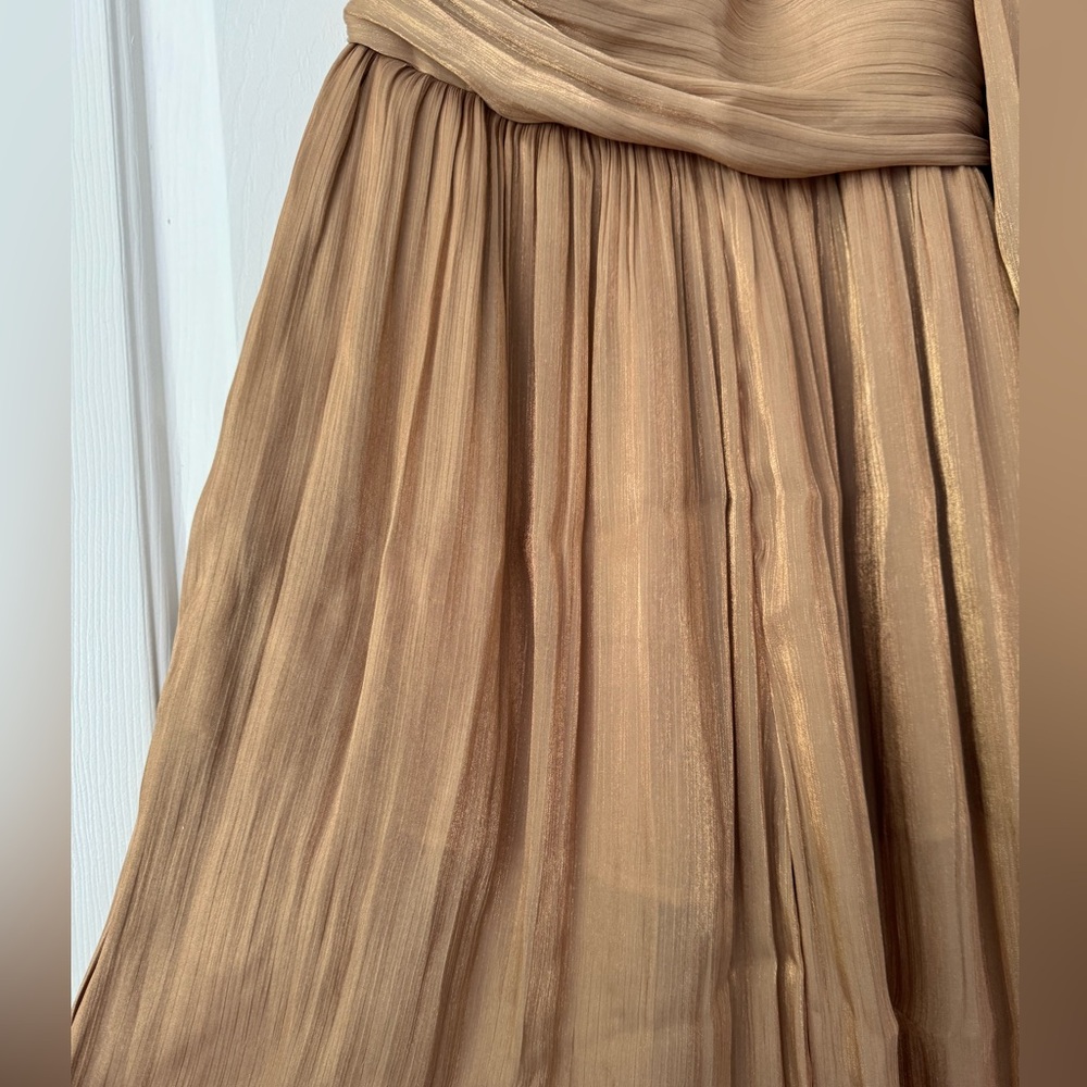 Anthropologie One-Shoulder Metallic Wide-Leg Jumpsuit, Size 4 - Picture 10 of 14